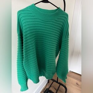 SHEIN GREEN RIBBED SWEATER WOMENS SIZE XL